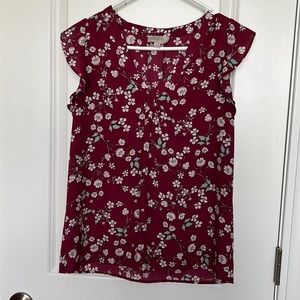 Flutter sleeve V-neck Loft Outlet Blouse